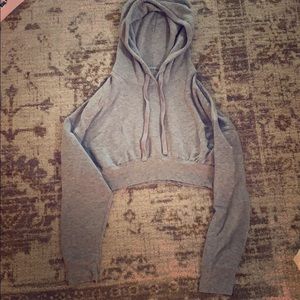 Alo yoga grey cropped hoodie size xs